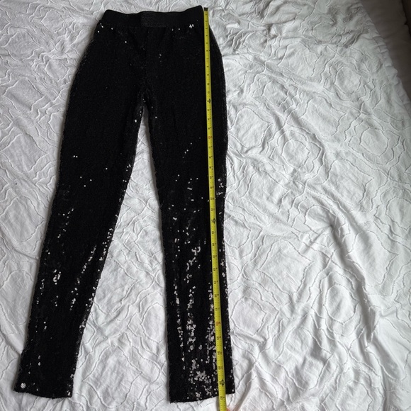 Wanhaofashion Black Sequin Leggings Elastic Waist - Picture 3 of 10